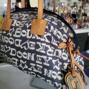 Dooney & Bourke Navy and Cream Denim Satchel